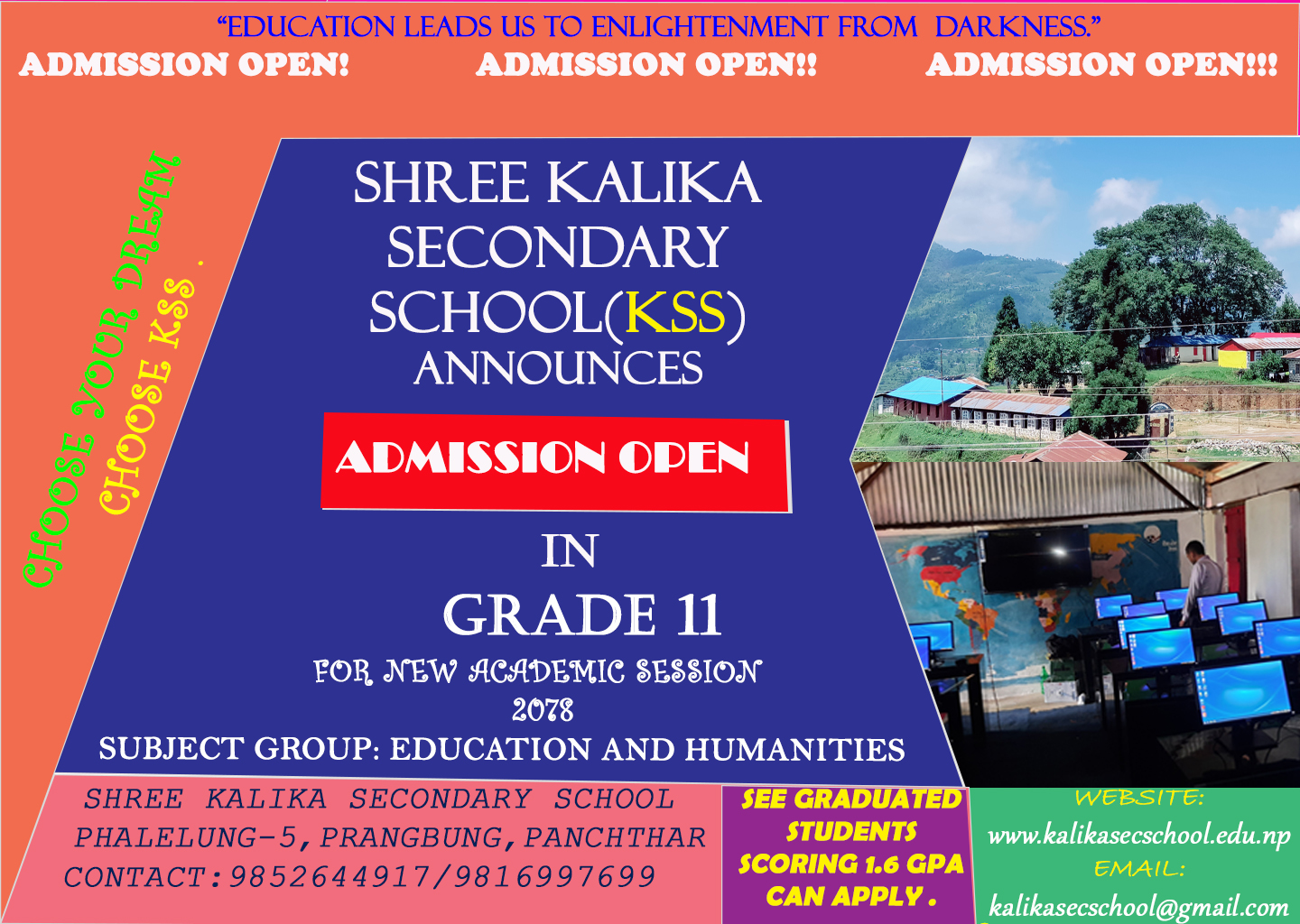 Admission open for class 11